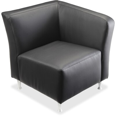 Lorell Fuze Modular Series Left Lounge Chair with Power, Black Leather (LLR86919)