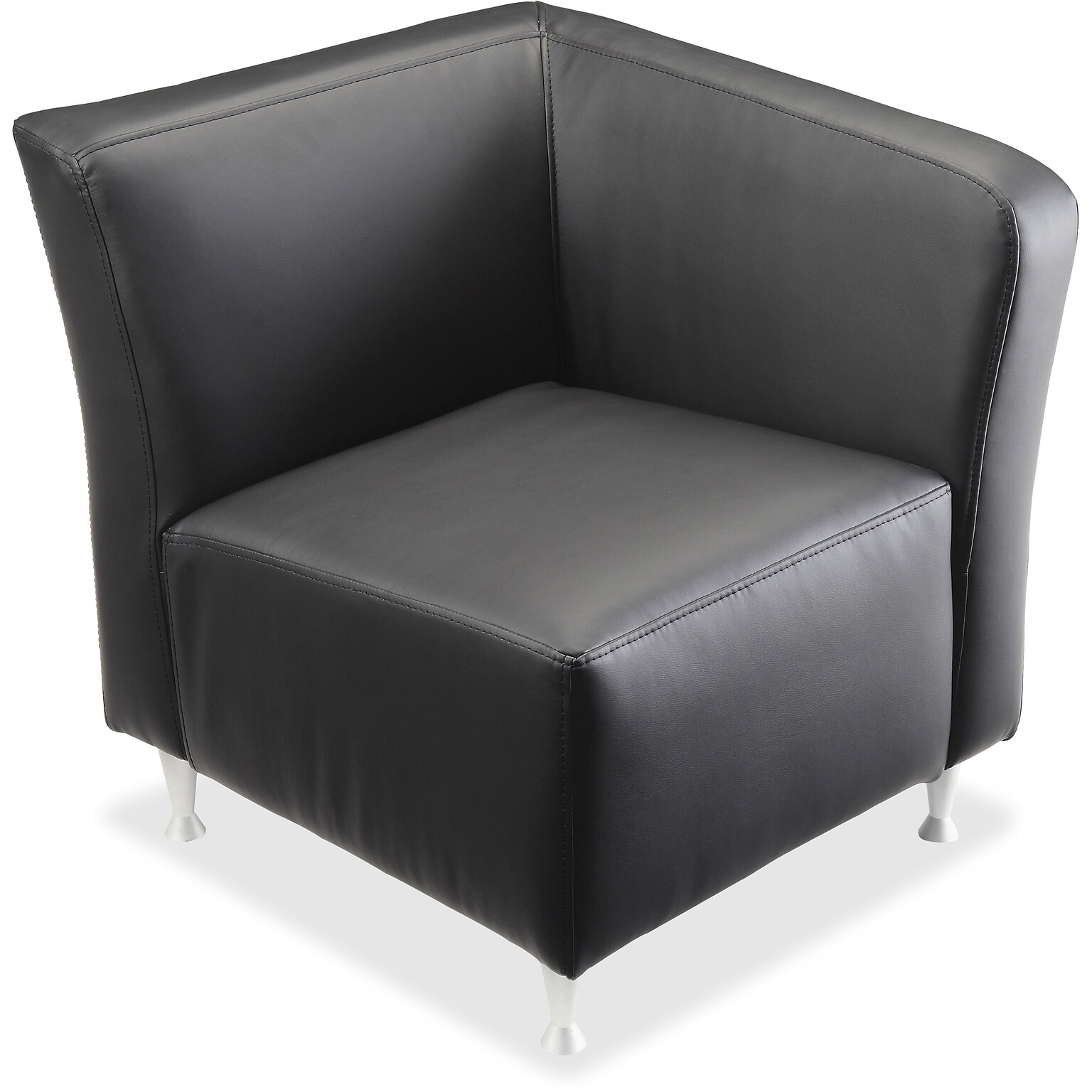 Lorell Fuze Modular Series Left Lounge Chair with Power, Black Leather (LLR86919)