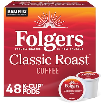 Folgers Classic Roast Coffee Keurig® K-Cup® Pods, Medium Roast, 48/Box (5000363378)