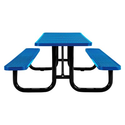 Global Industrial 8' Rectangular Picnic Table, Expanded Metal, Blue (277153BL)