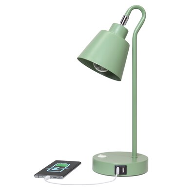 Simple Designs Sleek Essentials LED Desk Lamp, 16", with USB Ports, Sage Green (LD1073-SGE)