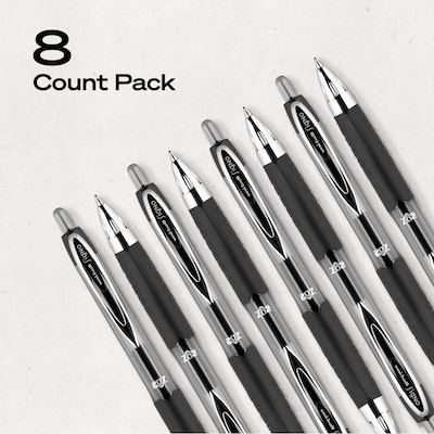 uniball 207 Retractable Gel Pens, Medium Point, 0.7mm, Black Ink, 8/Pack (1756584)