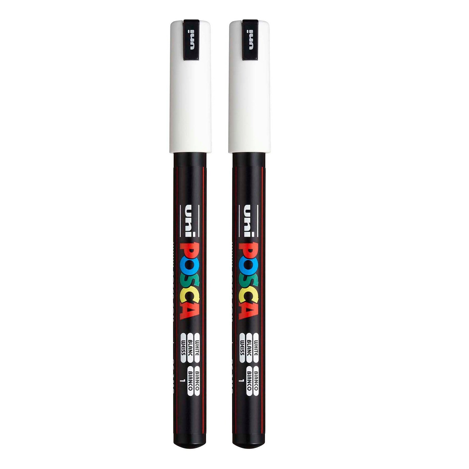 POSCA PC-1MR Water Based Paint Marker, Extra Fine Pin Tip, White, 2/Pack (UBCPC1MRWHITE-2)