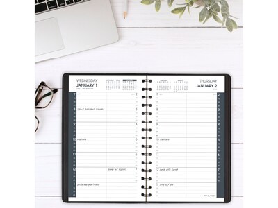 2025 AT-A-GLANCE 5 x 8 Daily Appointment Book Planner, Faux Leather Cover, Black (70-800-05-25)
