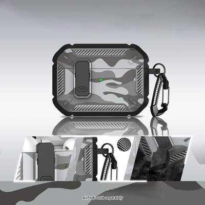 SaharaCase Raider Series Heavy Duty Secure Lock Case for Airpods Pro 3, Shock Absorbing Corners, Camo Gray (HP00224)