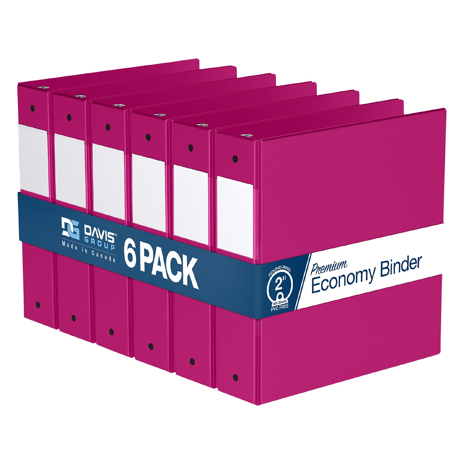 Davis Group Premium Economy 2 3-Ring Non-View Binders, Pink, 6/Pack (2313-43-06)