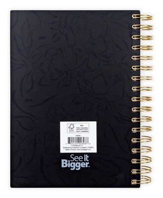 2026-2027 Overland Travelware 1.25 x 7 Calendar Year Daily Standard Planner, Paperboard Cover, Black Floral (90698)