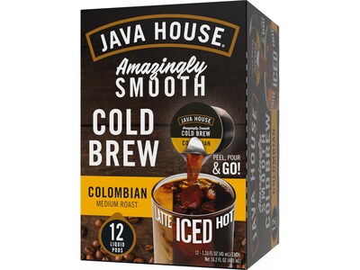Java House Colombian Cold Brew Coffee Pods, Medium Roast, 12/Carton (FC309352)