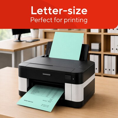 Staples Pastel Color Copy Paper, 20 lbs., 8.5" x 11", Turquoise, 500 Sheets/Ream