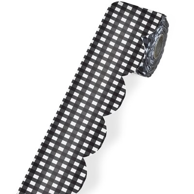 Carson Dellosa Education Rolled Scalloped Borders, 3 x 65, Black Gingham, 3/Bundle (CD-108507-3)