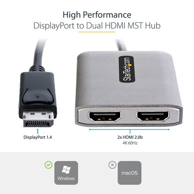 StarTech DisplayPort to HDMI/HDMI Audio/Video Adapter, Male to Female, Silver (MST14DP122HD)