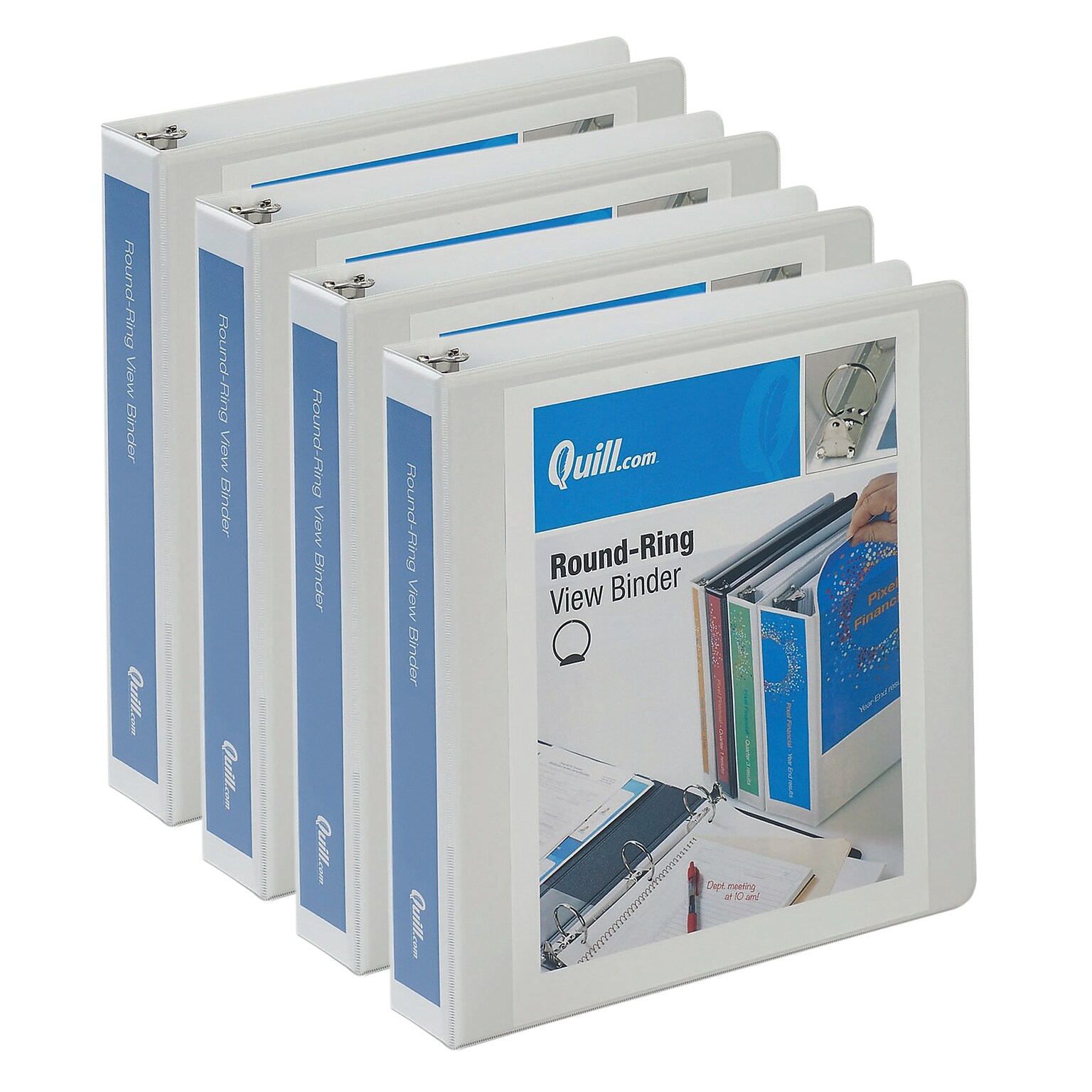 Quill Brand® Standard 1-1/2 3 Ring View Binder, White 4/Pk