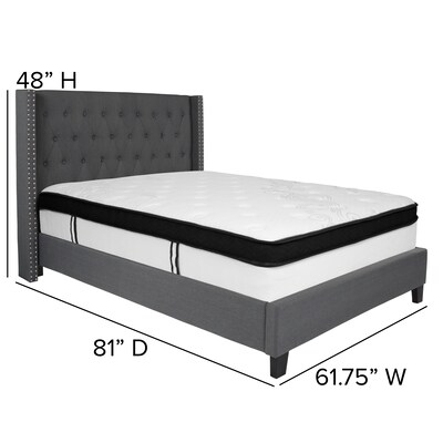 Flash Furniture Riverdale Tufted Upholstered Platform Bed in Dark Gray Fabric with Memory Foam Mattress, Full (HGBMF46)