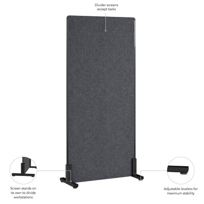 Bush Business Furniture Fabric Freestanding Privacy Panel, 72"H x 34"W, Cool Charcoal (PSP234CL-03)