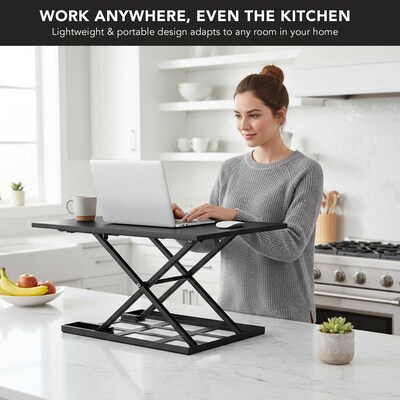 Mount-It! 32"W Rectangular Adjustable Metal Standing Desk Converter, Black (MI-7929BLK)
