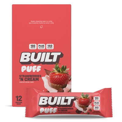Built Puff Strawberries N Cream Protein Bar, 1.41 oz., 12 Bars/Box (BUI30590)
