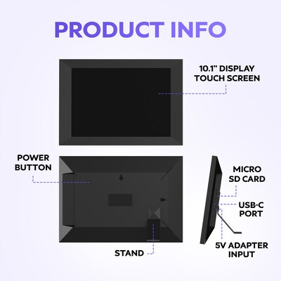 iFab 70P 10.1" Wi-Fi Digital Picture Frame with IPS Touchscreen, Black (IPF70PBK)