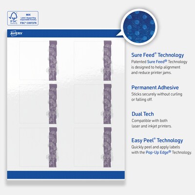 Avery Laser/Inkjet Square Multipurpose Labels, 3" x 3", White, 60/Pack (S00-F51)