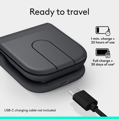 Logitech Mobi Fold for Business Wireless Ambidextrous Optical Travel Mouse, Graphite  (910-007600)