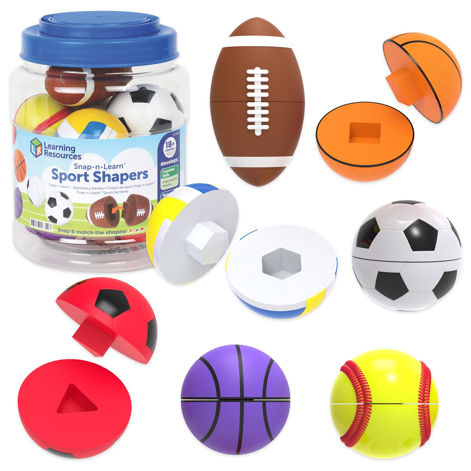 Learning Resources Snap-n-Learn Sports Shapers, Assorted Colors (LER6729)