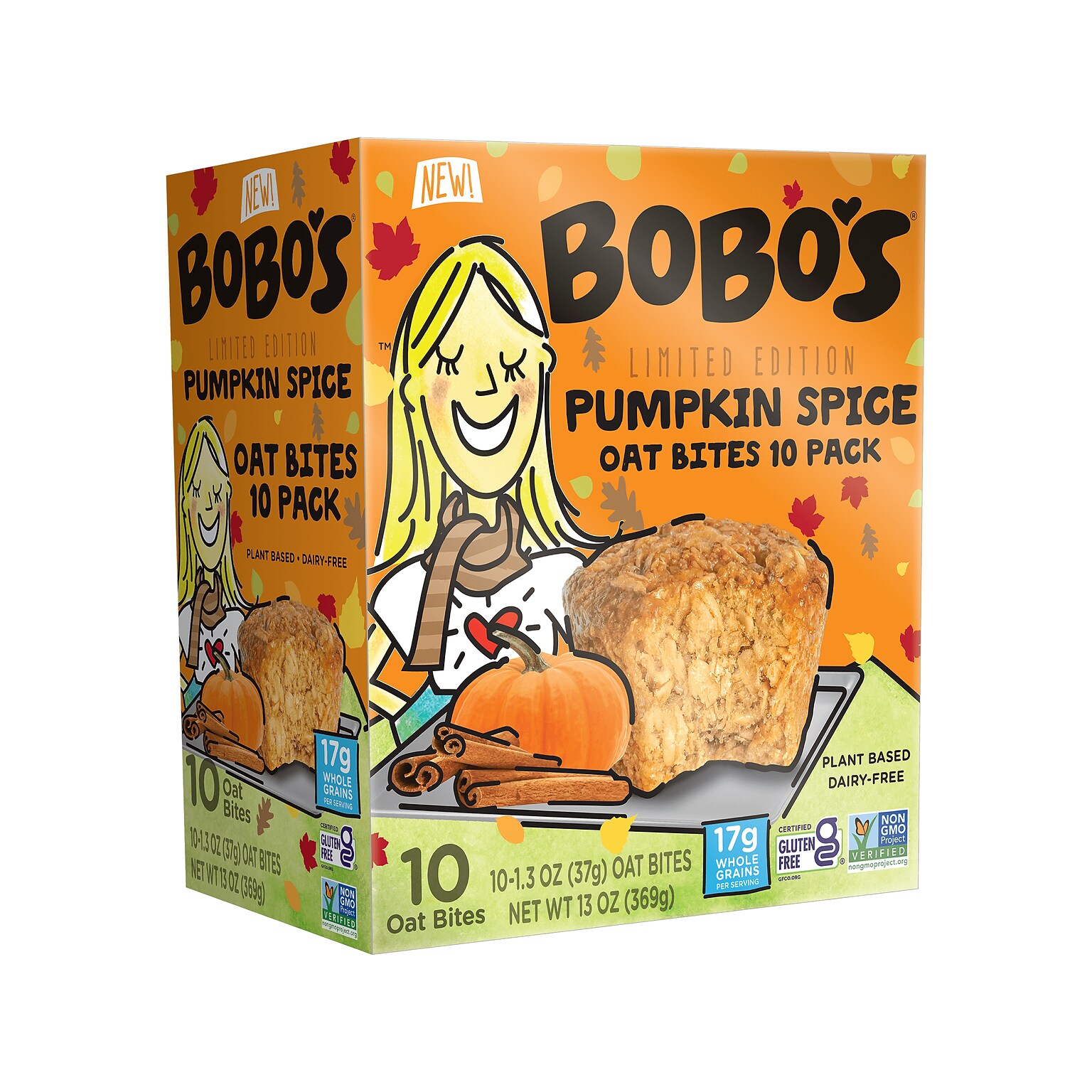 Bobos Gluten Free Pumpkin Spice Oat Bites, 1.3 oz., 10 Bites/Box (523-D)