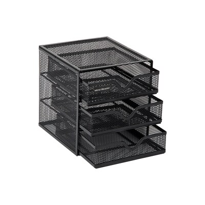 Mind Reader 3-Drawer Desktop Storage Organizer, Black (MINMESH3-BLK)