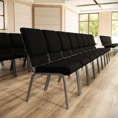 Flash Furniture HERCULES Series Fabric Stacking Church Chair, Black Patterned/Silver Vein Frame (FCH185SVJP02)