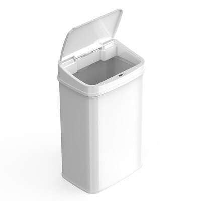 Nine Stars Stainless Steel Motion Sensor Trash Can, 13.2 Gallon, White (DZT-50-28WH)