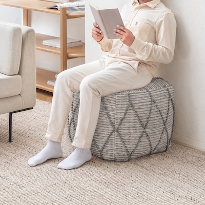 Anji Mountain Atlas Natural Fabric Rectangular Pouf Ottoman (AMBPF099-1917)
