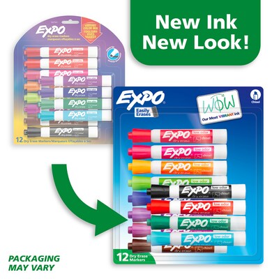 Expo Tank Dry Erase Marker, Chisel Tip, Assorted Colors, 12/Pack (1927525)