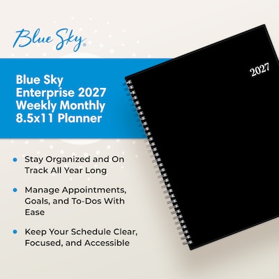2027 Blue Sky 8.5" x 11" Weekly & Monthly Planner, Black (160975)