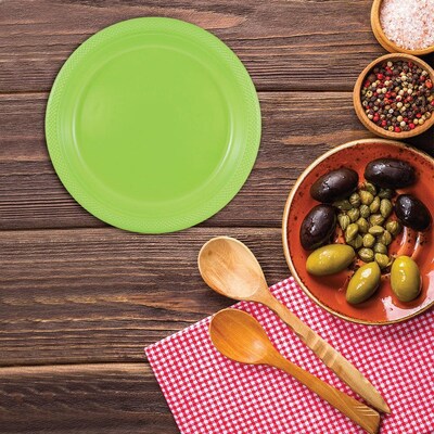 JAM Paper 9" Plastic Plates, Lime Green, 60 Plates/Pack (9255320685g)