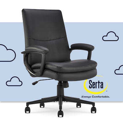 Serta Comfort Modern Ergonomic Bonded Leather Swivel Executive Chair, Black (CHR10132A)
