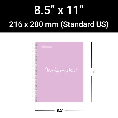 Miquelrius 1-Subject Notebook, 8.5" x 11", College-Ruled, 80 Sheets, Lavender, 5/Carton (48281CS)