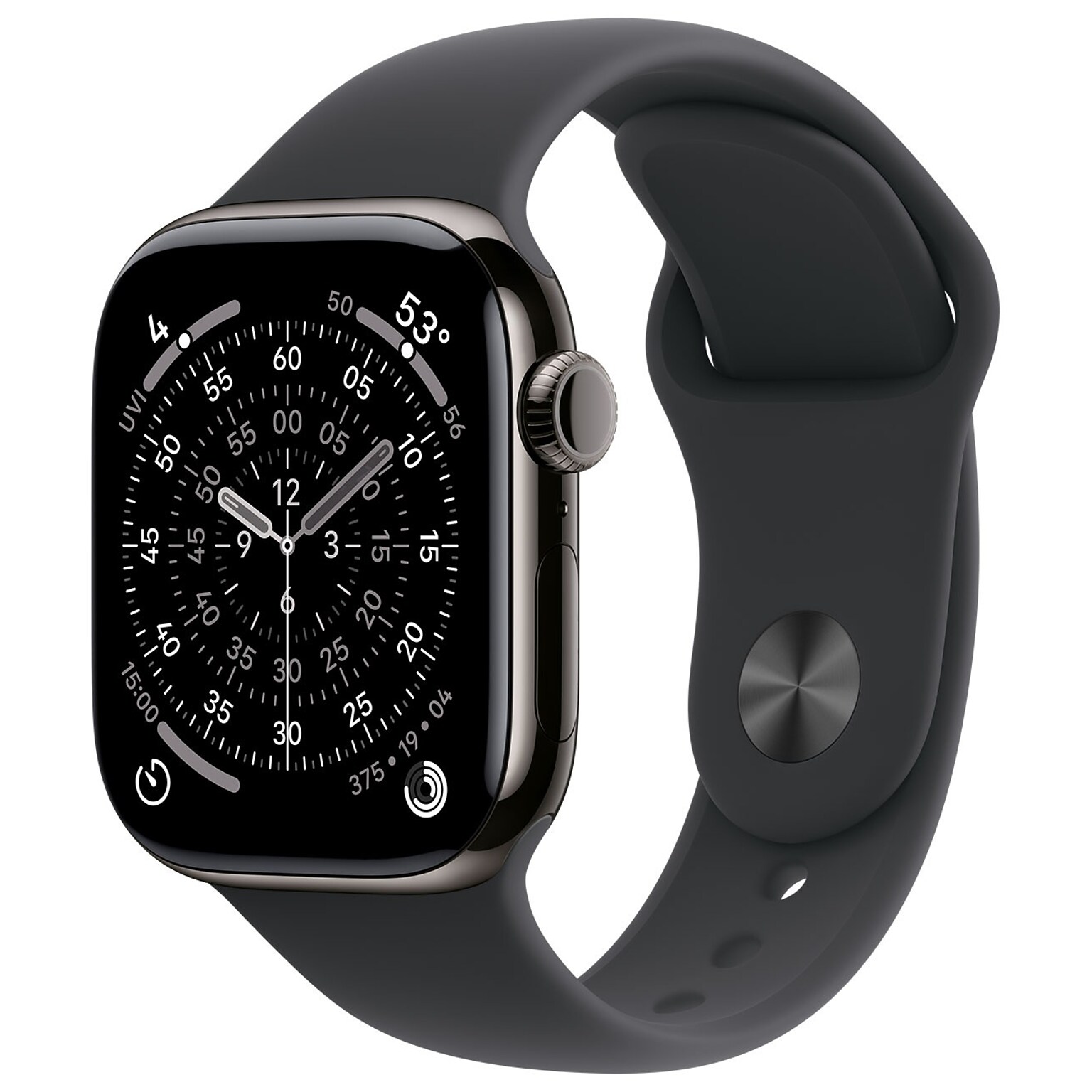 Apple Watch Series 11 GPS + Cellular Smartwatch, 42mm, Slate Titanium Case with Black Sport Band, Medium/Large (MF8T4LW/A)