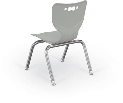 MooreCo 12" Hierarchy Student Chair with 4 Legs, Morning Fog/Chrome Base (703673561884)