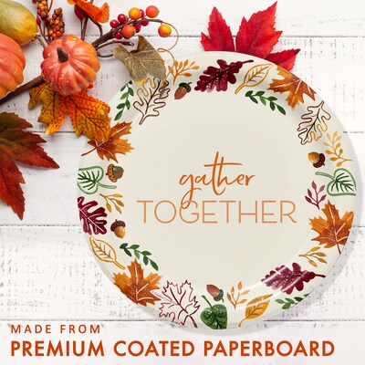 Creative Converting Fall Festivities Friendsgiving Paper Plates and Napkins Set, Serves 16, 48/Pack (DTC9029E2I)