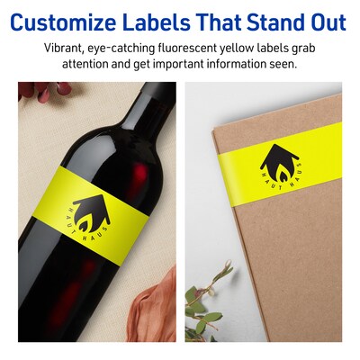 Avery Rectangle Multipurpose Labels, 11" x 4.25", Neon Yellow, 40/Pack (94266)