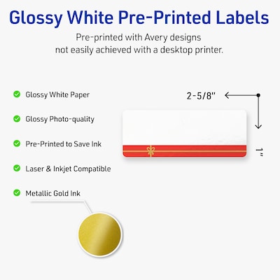 Avery Rectangle Multipurpose Labels, 1 x 2-5/8, White, 160/Pack (19479370548)