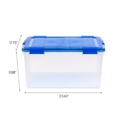 Iris 62.8 Quart Element Resistant Ultimate Clear Plastic Latching Storage Bin, Clear, 3/Pack (500141)