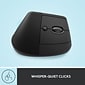 Logitech Lift Vertical Ergonomic Wireless Optical USB Mouse, Graphite (910-006466)
