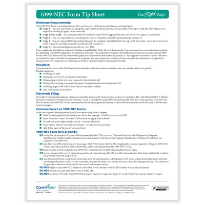 TaxRight 2026 1099-NEC Tax Forms Set with Envelopes, 4-Part, 25/Pack (NECSC6103E25)