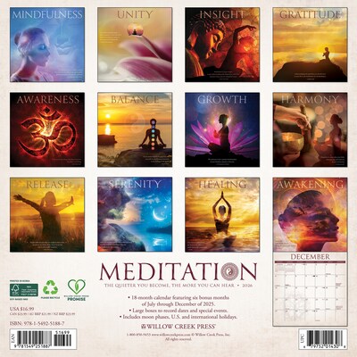 2026 Willow Creek Meditation 12 x 12 Monthly Wall Calendar (51887X)
