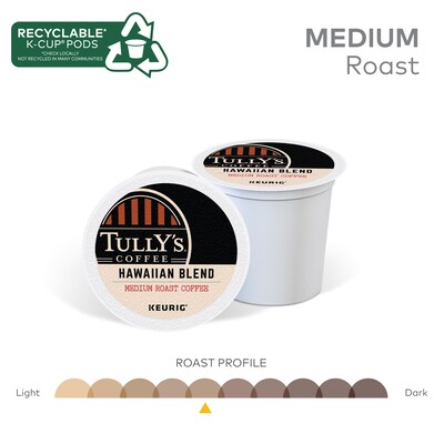 Tully's Hawaiian Blend Coffee Keurig® K-Cup® Pods, Medium Roast, 96/Carton (66064)