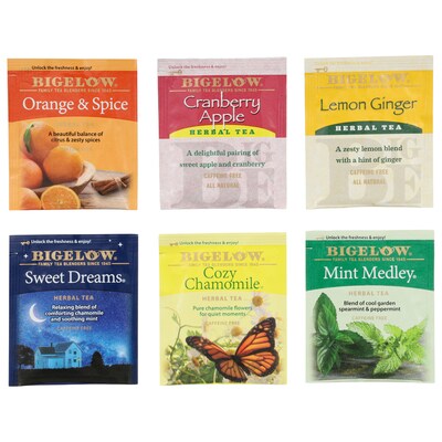 Bigelow Assorted Herbal Tea Bags, 28/Pack, 6 Packs/Carton (17578)