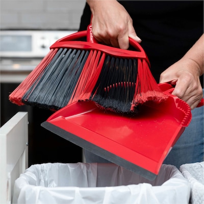 O-Cedar PowerCorner One Sweep Plastic Broom & Dustpan Set, Red/Black (172134)