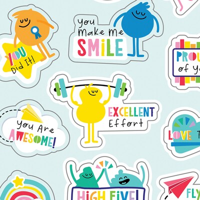 Carson Dellosa Education Happy Place Motivators Motivational Stickers, Multicolored, 72/Pack, 12 Packs/Bundle (CD-168318-12)