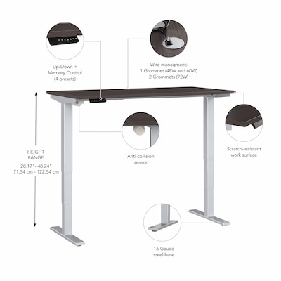 Bush Business Furniture Move 40 Series 72"W Electric Adjustable Standing Desk, Storm Gray/Cool Gray Metallic (M4S7230SGSK)