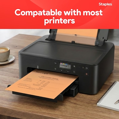 Staples Brights Multipurpose Colored Paper, 20 lbs., 8.5" x 11", Orange, 500/Ream (25208)