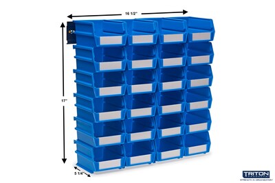 Triton Products LocBin Stackable Storage Bin, 3 x 4.12x 5.37, Blue, 24/Pack (3-210BWS)